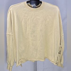 Mod Ref 100% Cotton Distressed‎ Oversized Crop Elevated Basic Sweatshirt, M/L